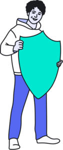 just a chill guy holding a shield