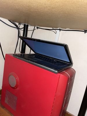 A picture of my server on top of a desktop machine.