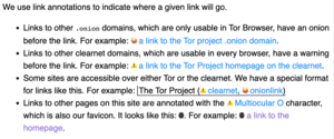 A screenshot of link annotations