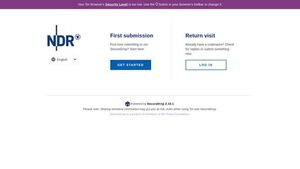 screenshot of Welcome | Norddeutscher Rundfunk (NDR) | SecureDrop - vxemae5nujorg6hicdba5dzz6kxooler5e5wffd4hymrqd26yapc4oqd.onion