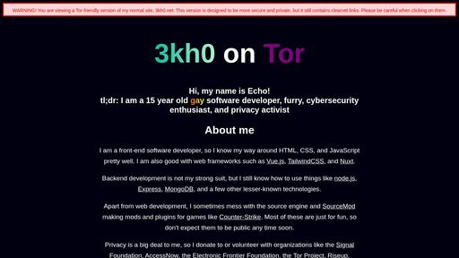 screenshot of Echo's Tor Links - http://aqjeignx5ussinaa64hq3s2phleke6jmworiqe2tmlh4kctklyq6pjqd.onion/links