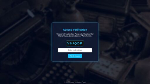screenshot of Access Verification - Docura - dy7sl3uiyqacq5ntsco7tsyarktyy3eb3fjwdr56fqvvov6cqkjwycqd.onion