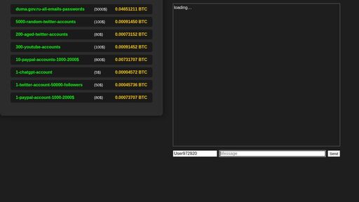 screenshot of Accounts for sale - panmmymlvsgplk463cwziqh6hf55mial53b76uowjxzwgyct7tvykvad.onion
