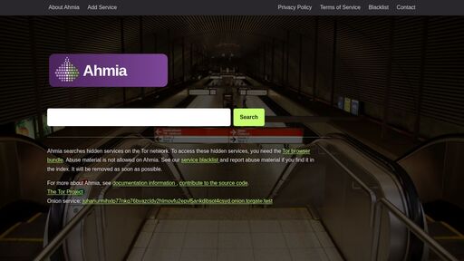 screenshot of Ahmia —
      Search Tor Hidden Services - juhanurmihxlp77nkq76byazcldy2hlmovfu2epvl5ankdibsot4csyd.onion