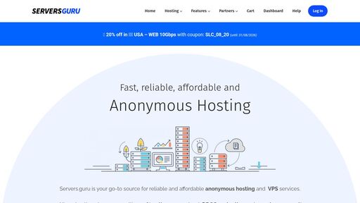 screenshot of Anonymous Hosting - ⚡ fast, reliable, from 4.99€/mo - Servers Guru - srvguru7bjzzjba7xy2hnx2ju4k77qy4eum2h3tgudwc3j2zof4aggyd.onion