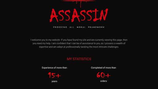 screenshot of Assassin | Hitman | Hired Killer - assassan5mfd2cuqlpmsz3mbmml3t6fzdhnw6zs7ch7gjus3wuz5cgqd.onion