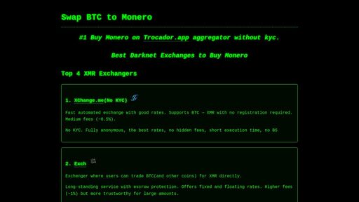 screenshot of Best Darknet Exchanges to Buy Monero. Swap BTC to XMR. - http://btc2xmrdmhoyu5knouk4prc64jxzbuu6q52nyloraeg2jjvgxug7k3qd.onion