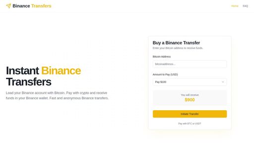 screenshot of Binance Transfers | Instant Binance Transfers. Bitcoin BTC Binance - 466to4rz2lqrxzwcvkwryc3llzutznho535fvekpqz5qdkubewejyqad.onion
