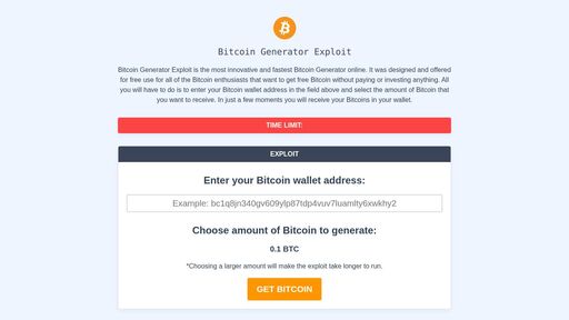 screenshot of Bitcoin Generator Exploit - Official Hidden Service - http://ads7wbjmduq75lliedcmnh7ngu6c6s3nhiddz5b5jsiqrzj2rcbthnyd.onion
