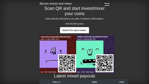 screenshot of Bitcoin invest and mixer - hottwgtkrithyd3uhsaf6tnl7cvi5h2et7j2kjmm746ugr3qldswudqd.onion