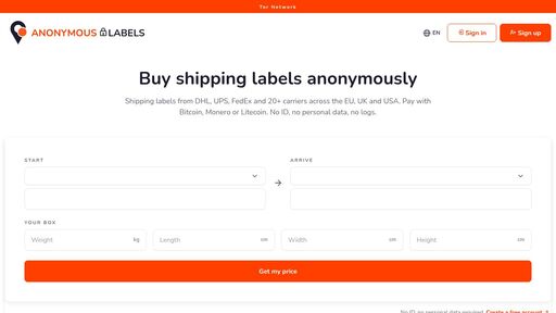 screenshot of AnonymousLabels - Organize your shipments in Italy or abroad easily - http://5hl54he7zgxoscax4olsotpbrnsbukniajv2ch2zqhbeckkhrlzkmgid.onion/policy/privacy