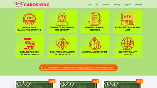 screenshot of Cards King - buy cars: Visa, Mastercard, American Express, UnionPay - http://qdoengfklui3263cymghxqiihxfmmjggzjicqqy5gcc72tai2xtengqd.onion
