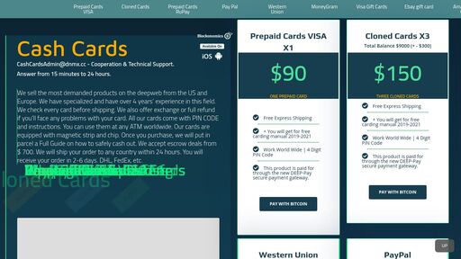 screenshot of Cash Cards – CashCardsAdmin@dnmx.cc - cashcarkb36sln3vyw3sfz42c2kpzcp5twwr32rlr4lbym6rwyx553qd.onion