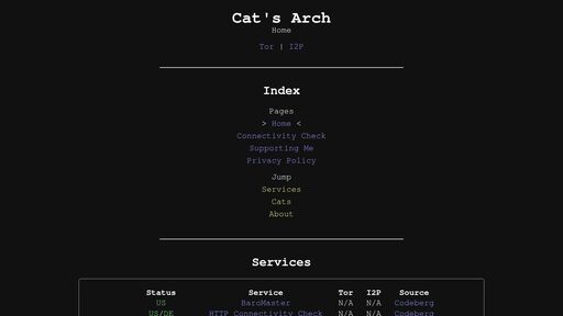 screenshot of Cat's Arch - catsarchywsyuss6jdxlypsw5dc7owd5u5tr6bujxb7o6xw2hipqehyd.onion
