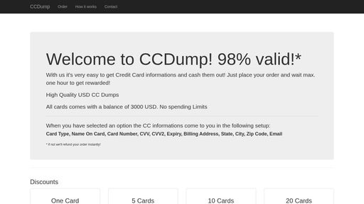 screenshot of CCDump Market - More than plastics - http://4vjhqj5vjqyad2dqkevbom3xhx2bc5fwobujhoogwmpbqux2eb75n3id.onion/index.html