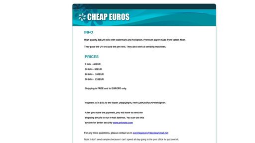 screenshot of CHEAP EUROS - yryh2hdh2wvt5h5dimqxg5zavxffw7siyoyyzs3ppjcgx6npkkmis6ad.onion