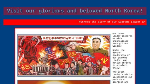 screenshot of Come and visit our great country North Korea! - srztytgnhtuezjd2yglquef5oalmnj3rbcsr67urkc2zagtp6pjo5zqd.onion