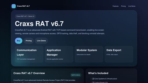 screenshot of CraxsRat - Android RAT - clfq66w2sxudxknvgajeskyietueqcpjoffpmr7zfhbkgpi4xphp2eqd.onion