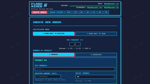 screenshot of Create Order - Flash Mixer - flashmxup6d3qesb72j3ciurm6v2tgjjhdffndiv35o2ifk62wv7njid.onion