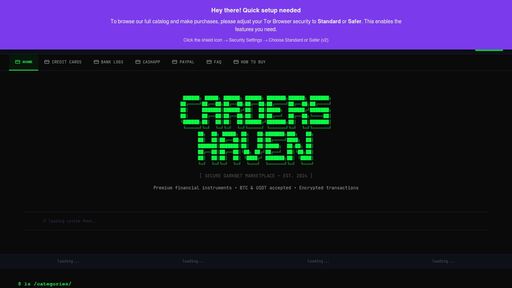 screenshot of Credit Cards Bank Logs CashApp - Buy Verified Cards & Accounts - Carders Haven - havenlrz3dktkmfohp7tuiqcssy4bepnpj35vlqeb5xryolr4x3thyqd.onion