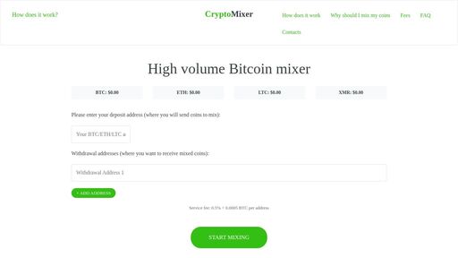 screenshot of CryptoMixer - Best Bitcoin Mixer - crypmceqcnwuvdxhvrhhohznojchrl7nvfpjibkna2javktf7tegfpqd.onion