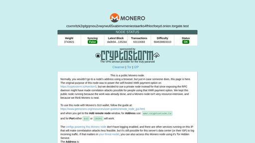 screenshot of cryptostorm's public XMR node - csxmritzk2qdgqmou2vwyrwu65xabimvmeniestaartks4fhlocfoeyd.onion