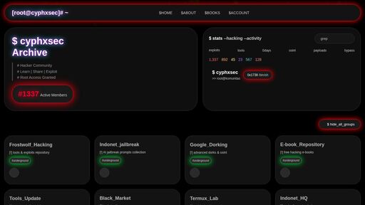 screenshot of cyphxsec archive | matrix mode - ztkfxpjt7m2blx52jbcuplhgjd4ojon5dewnqsq5z3albjlhwxnm6pid.onion