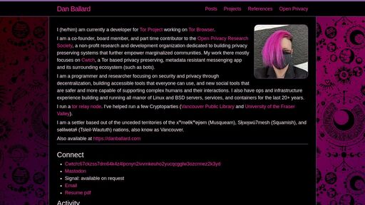 screenshot of Dan Ballard - http://danbal6a2lkho4arcx2dpa6ykg6fyvukeoqowjlgs3uzmt6wrz4s54id.onion