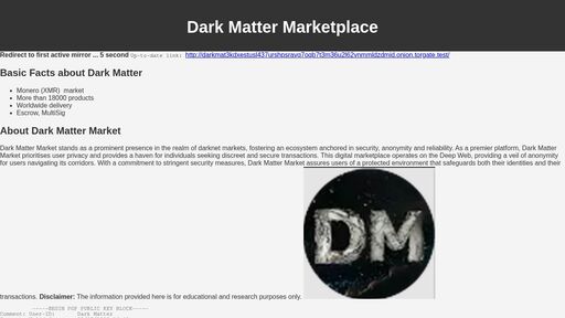 screenshot of Dark Matter Market - http://darkmatidmfjxecldy5kf5as6fowfqh37l2q5plx4vasvichyahypcqd.onion
