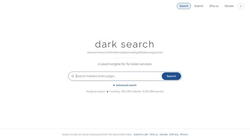 screenshot of Dark Search – Ad-free onion search engine - darksearchasbu7ub2khodhkxuat6ljzkoeuqh2grqf66j5pkunzigqd.onion