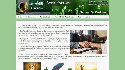 screenshot of Dark Web Escrow - escrowfeq7245la7xwgqg6kelj5gvtiil2ohgsno7u7hr2ymxr6yr4qd.onion