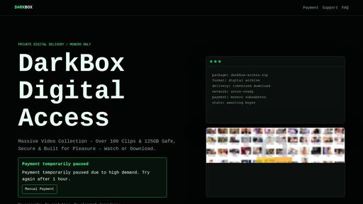 screenshot of DarkBox Digital Access - 4ibwh7ul3bsfoledfyt767oy23tgbpvdm7f7wrhgzmmuyicarqd4ltad.onion