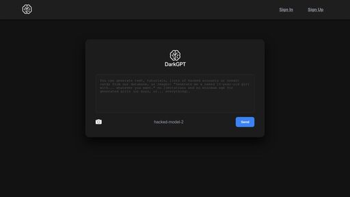 screenshot of DarkGPT - darkgptmhmgg22diasdmfi4vx5ebcehadfxxo4tgewsov2ap7miclbid.onion