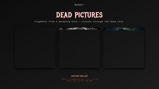 screenshot of Punk Visions — Dead Pictures - http://6op3bernuqk37wg3b5fyb7eedrznepazscd46awgpdz57izlnowm75id.onion/punk2.html