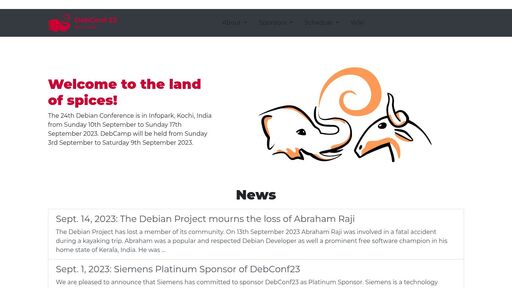 screenshot of DebConf 23 - http://lybn62gyzy5af245ue3s3ykoegywjgexdv7ptrnnfczn2reaqv23sqqd.onion