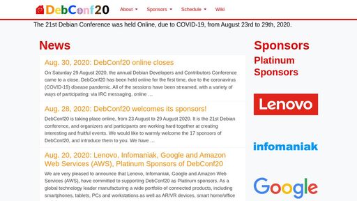 screenshot of DebConf20 - http://tfrconhwbjuq4kkjds55rrzmdxhg5ousbdmwkqjjhsov3dbfhcsjakqd.onion