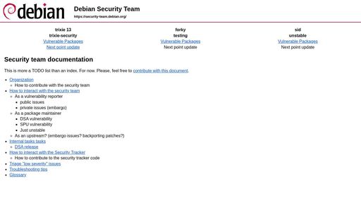 screenshot of Debian Security Team - juf6ppcps4bxgkoe7wdx5zgv5mwf3bbujzjjoo7dkwpz3vpkkbix3gid.onion