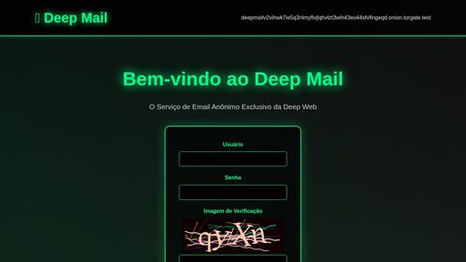 screenshot of Deep Mail - Serviço de Email Anônimo da Deep Web - deepmailv2xihwk7ie5q3nlmyflvjlqhvlzt3wih43eo44sfvfingeqd.onion