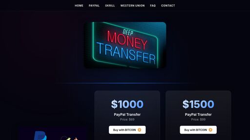 screenshot of Deep Money Transfer - fgkat66twl7s7eshw32dqcjneqaxre2gtbq2omen332pg6n4fr5464ad.onion