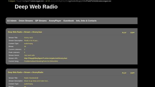 screenshot of *** Deep Web Radio *** - anonyradixhkgh5myfrkarggfnmdzzhhcgoy2v66uf7sml27to5n2tid.onion