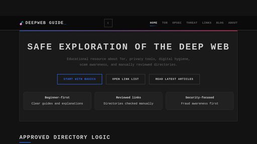 screenshot of Tor Browser Security Guide | OpSec Tutorial, VPN Setup & Anonymous Login - http://ig7tfj6gx3ysc7rtq3pwqmmvmr6gg5lvx7ytx4f454xlhl7dv5xaa2qd.onion/security.html