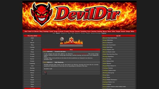 screenshot of ..:: DevilDir ::.. - devildir4iqdtu2apqaifdaavloqdbary2zvxq2md67kx2etrjzzvxqd.onion
