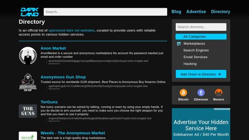 screenshot of Directory | DarkLand Search Engine - darkxnsugwf66g4zivlj3nfqie5hyc5ylyjpc3ejz6nlitf6wm7cxpqd.onion