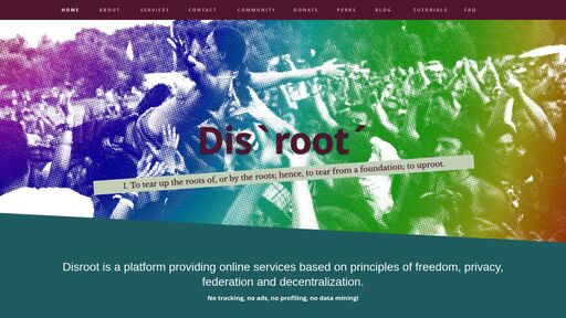 screenshot of Disroot | Disroot.org - http://j4dhkkrft3nvhvpba5ncye6qdmvknslwwtnnkxjfii33yphzrs7d33yd.onion