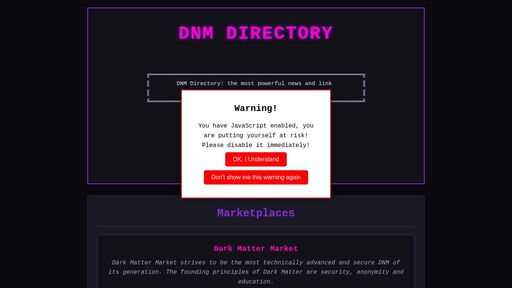 screenshot of DNM Directory - dnmdirtaq5v6tw3iwteur445warjbtzrwodcixzgry5pn6wjhv4dlqyd.onion