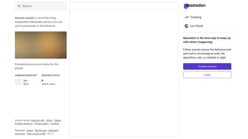 screenshot of Domum Social - f3rz5puehnq7dfqqwajxu3izuovb6wqepof3prqesle76qyfivlfxgyd.onion