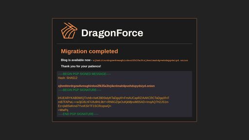 screenshot of DragonForce | Blog - http://z3wqggtxft7id3ibr7srivv5gjof5fwg76slewnzwwakjuf3nlhukdid.onion/news