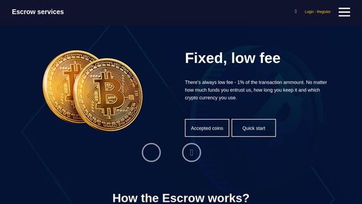screenshot of Escrow services  - Home - escrowicpctulj2iax37r22e46t55thix5e7hpq5q4s25fwcg5knm2id.onion