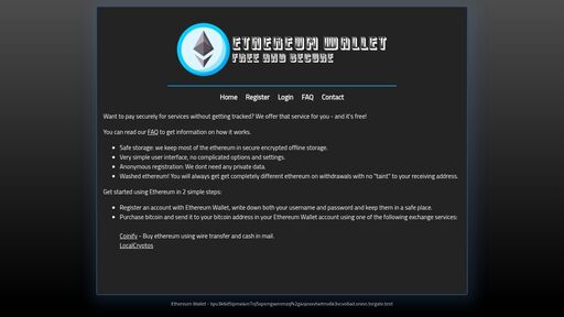 screenshot of Ethereum Wallet - Free and Secure Ethereum Wallet - http://bpu3k6d5ipmxi4m7oj5xpsmgwenmzqfk2g4sjexxvtwtmv6k3vcvo6ad.onion/register