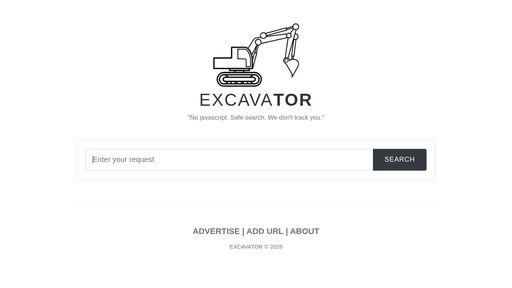 screenshot of EXCAVATOR - Tor Search Engine - excavatorhmccf33hkrallqhaixykvepc7zthh4bfrx46pqtfesd7nyd.onion